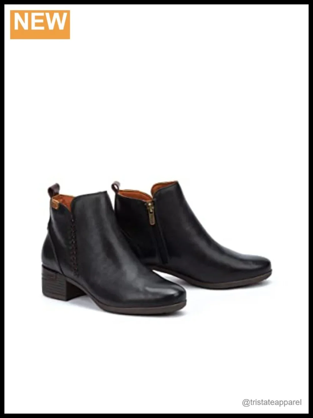 Women's Heeled Ankle Boots Leather Zipper Closure Mid Heel Booties